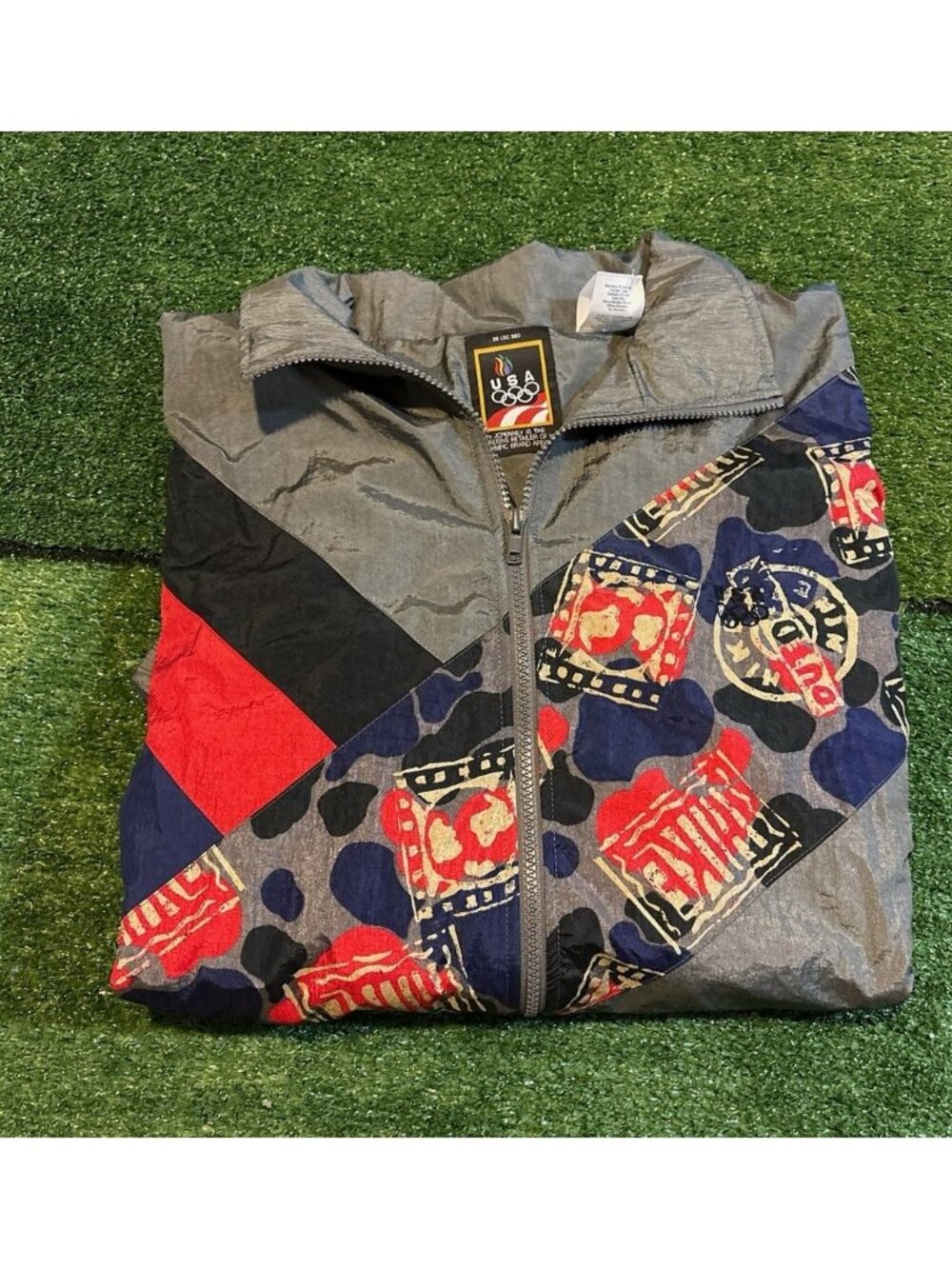 Vintage Olympics jacket mens XL gray red team usa jc penney atlanta 1996 nylon